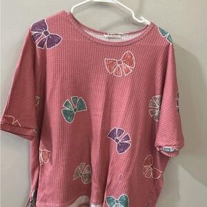 Pink Top with Bow Print